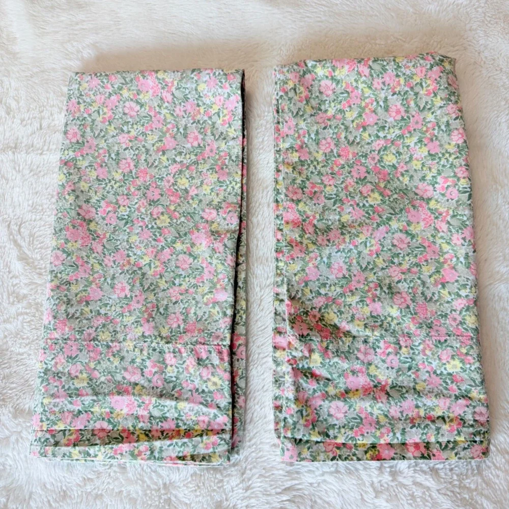 Laura Ashley Pink Ditsy Floral Cotton Pillowcase Set of 2 Cottagecore 19.5x27